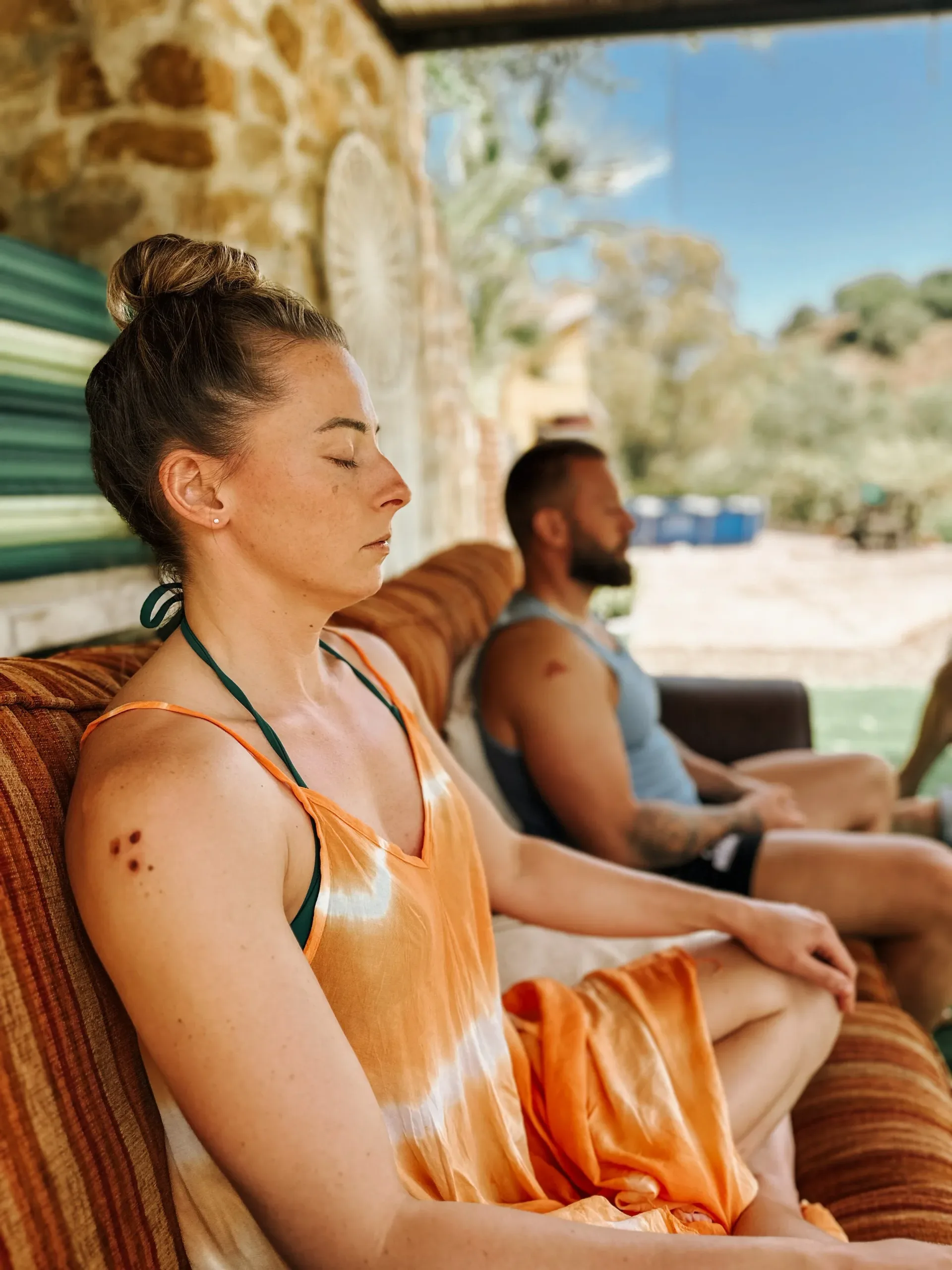 Couple relaxing at the retreat center in southern Spain